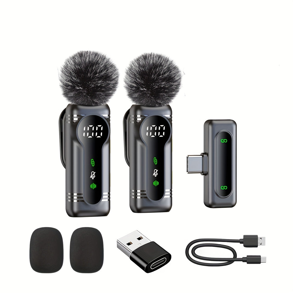 Professional Wireless Lavalier Microphone, Plug-and-Play Clip-On Mic with Auto Pairing Feature, Battery Indicator, Portable Magnetic Mount, Noise Reduction Suitable for iPhone 15/16, Android, USB-C Devices, Live Streaming, Po