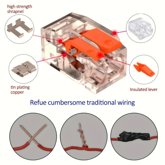 New Style Lever Line Electrical Connectors Kits, 90pcs Quick Electrical Connectors, 28-12AWG, Compact Wire Connectors, 45x2Inputs, 30x3Inputs, 15x5Inputs, Push in Electrical Connection Terminals