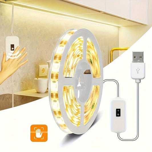 Smart LED Light Strip | USB-Powered 2835 | Motion Sensor | Warm White Ambient Lighting for Bedroom, Kitchen & Wardrobe | Easy Installation | Ideal for Christmas Decorations, LED Lights for Bedroom