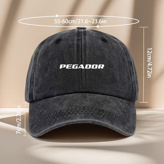 Adjustable Snapback Baseball Cap for Men & Women - Vintage Washed Unisex Hat with PEGADOR Logo, Hip-Hop Style for Outdoor, Camping, Parties & Sun Protection