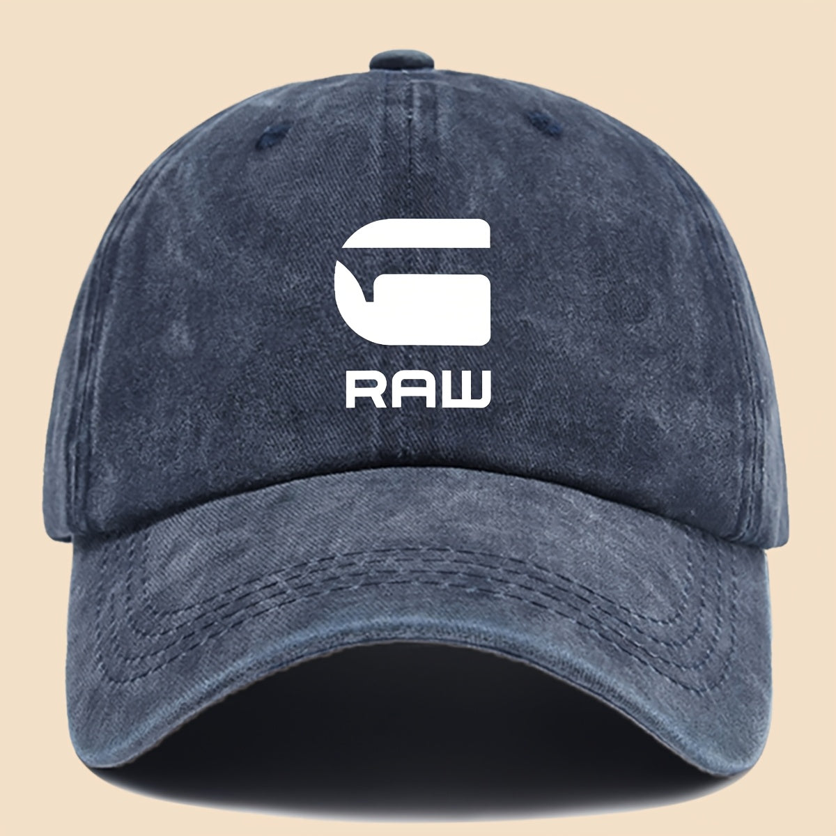 1pc "RAW" Fun Print Baseball Cap in Black with White Text - Breathable & Comfortable, Adjustable Unisex Dad Hat for Men, Women, Teens - Perfect for Beach, Fishing, Outdoor Activities, Father'S Day, Christmas, 4 Seasons, Casua