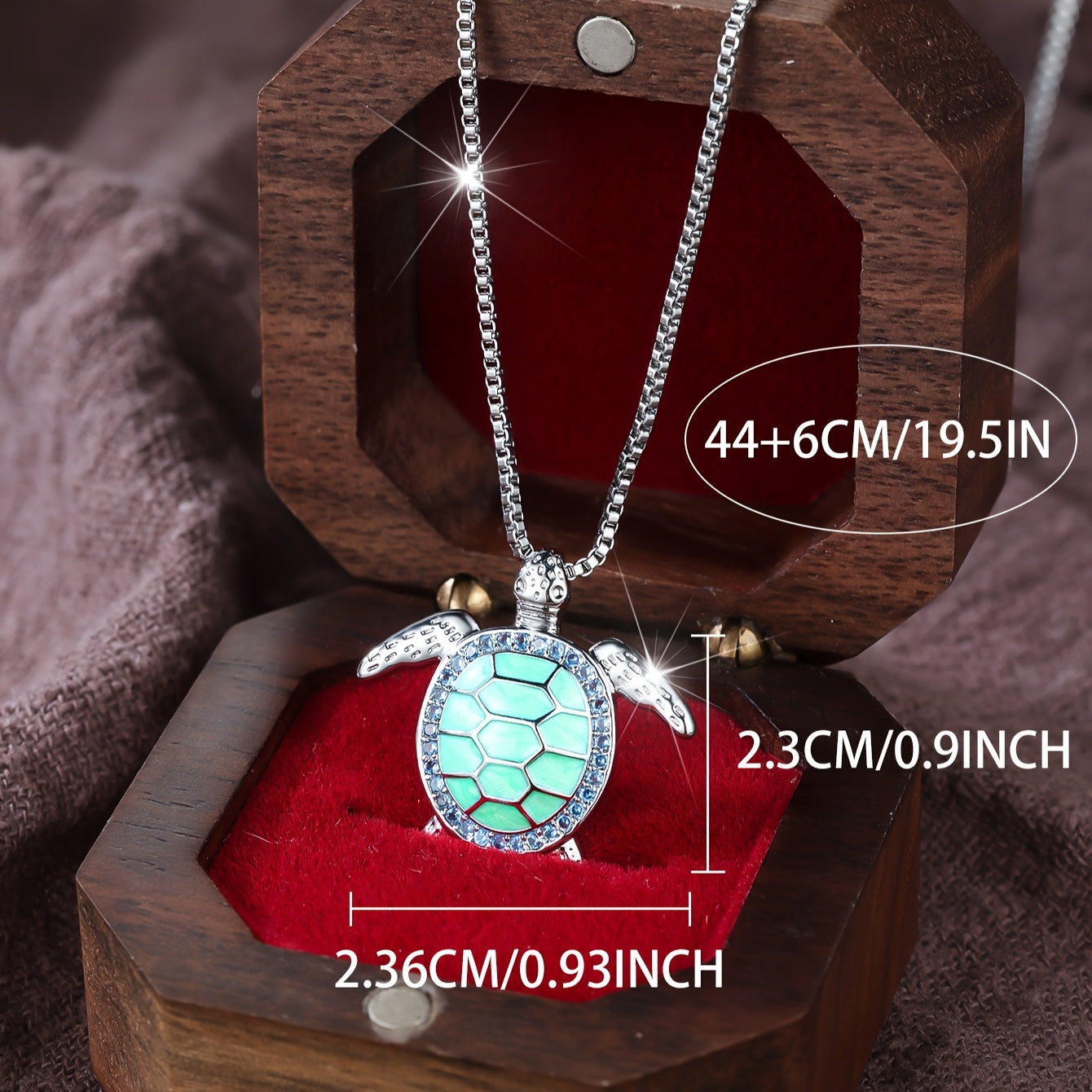 1pc ANGOL Women's Elegant Turtle Pendant Necklace - with Turquoise-like Green Gemstone-like center, Delicate Chain for Birthday, Anniversary, Everyday Jewelry Gift - Year-Round Wearable Necklace for Women, Turtle Jewelry, Spa