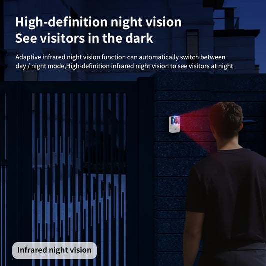 Smart Wireless Video Doorbell with 2-Way Audio, Night Vision, USB Rechargeable & Low Power Consumption | 2.4G WiFi Home Security System for Doormat & Surveillance, Office Surveillance | Modern Doorbell | Advanced Audio Techno