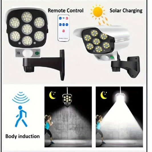 1pc Solar-Powered Motion Sensor Wall Light with LED Security Camera Design - Smart Outdoor Garden Lighting, Human Sensor Wall Lamp for Home Security & Energy Efficiency, Solar Outdoor Lights, Indoor Lighting, Modern Lighting,