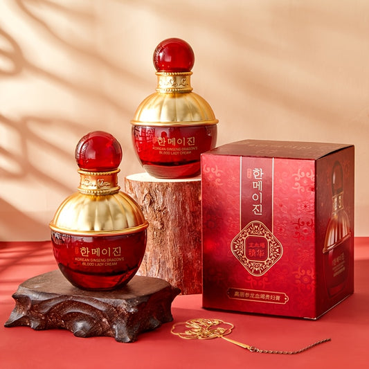 Hanmj Korean Ginseng & Dragon Blood Lady's Cream 50g - Plant Squalane Moisturizer for All Light Beige Types, Hydrating Firming Cream with Natural Finish, Luxury Gift for Birthdays, Mother’s Day, Valentine’s Day, Body Mois