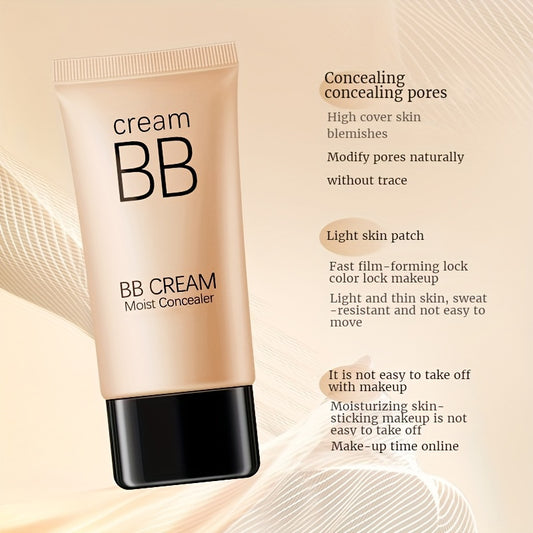 Waterproof BB Cream Full Coverage Concealer, Natural/Ivory 1.41OZ, Long Lasting Foundation Make Up, Oil Control, Even Skin Tone, Hide Pores, Christmas Gift