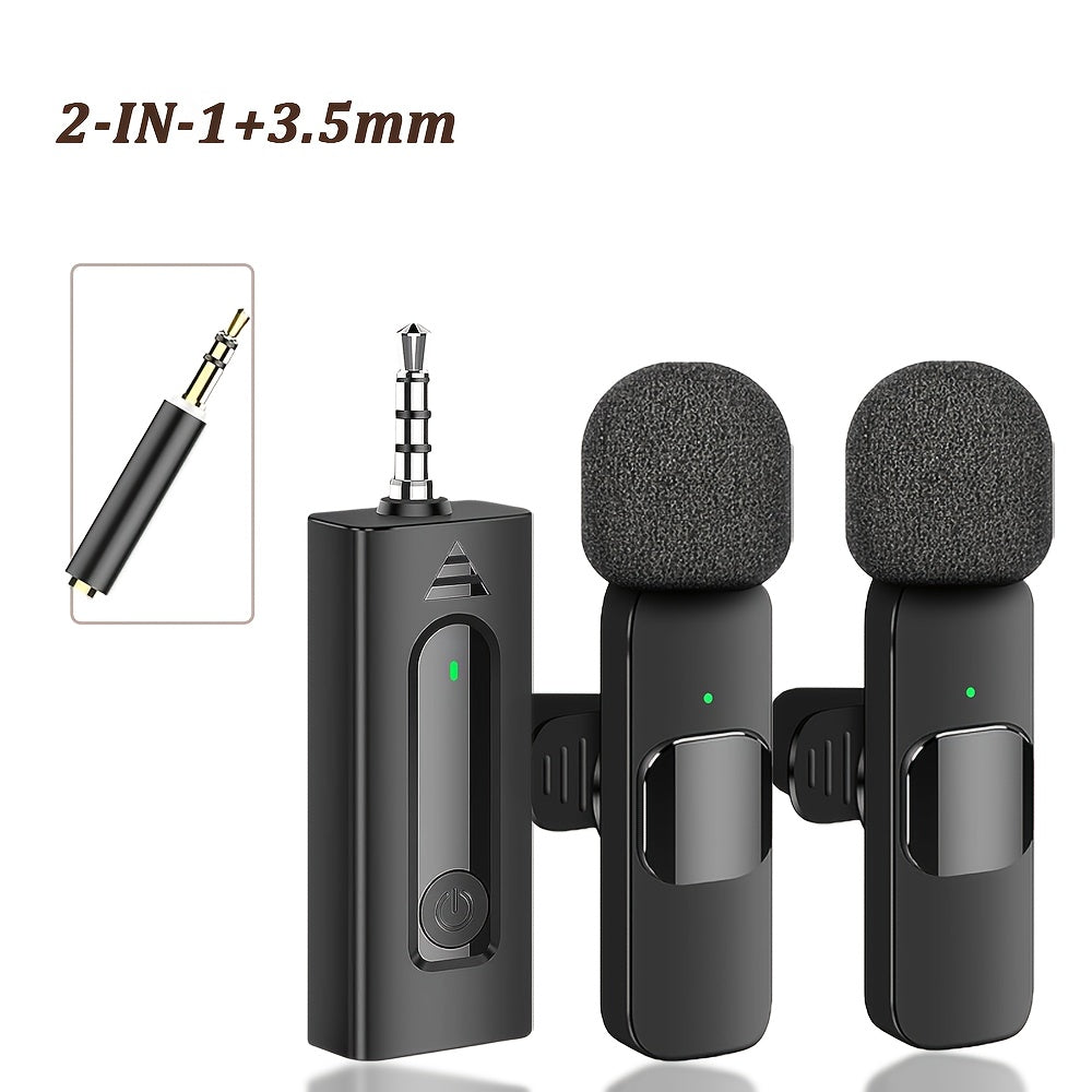 2-in-1 high-performance wireless lavalier microphone with built-in intelligent noise reduction technology, high fidelity sound collection, essential for global speeches, teaching, recording, and video shooting, professional g