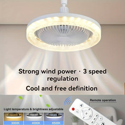 50W 25.4cm LED Smart Ceiling Fan Light with Remote Control, Color Changing and Dimming Features, 2In1 360 degrees Ceiling Fan with Light | E26/27 Socket, Dual Function Cooling and Lighting, Timing, Suitable for for Bedroom, k
