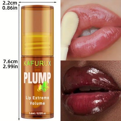 1pc KAFURUX PLUMP Lip Oil, Tinted Liquid Formula, High Shine Finish, Moisturizing Hydration, Fuller Lips Effect, Suitable for All Skin Types