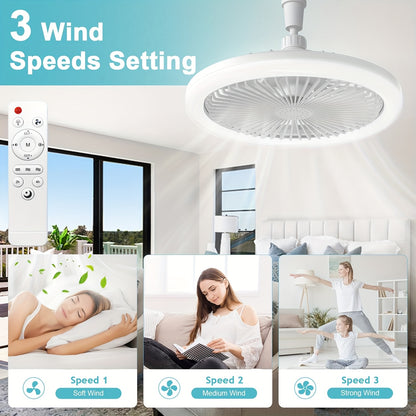 50W 25.4cm LED Smart Ceiling Fan Light with Remote Control, Color Changing and Dimming Features, 2In1 360 degrees Ceiling Fan with Light | E26/27 Socket, Dual Function Cooling and Lighting, Timing, Suitable for for Bedroom, k