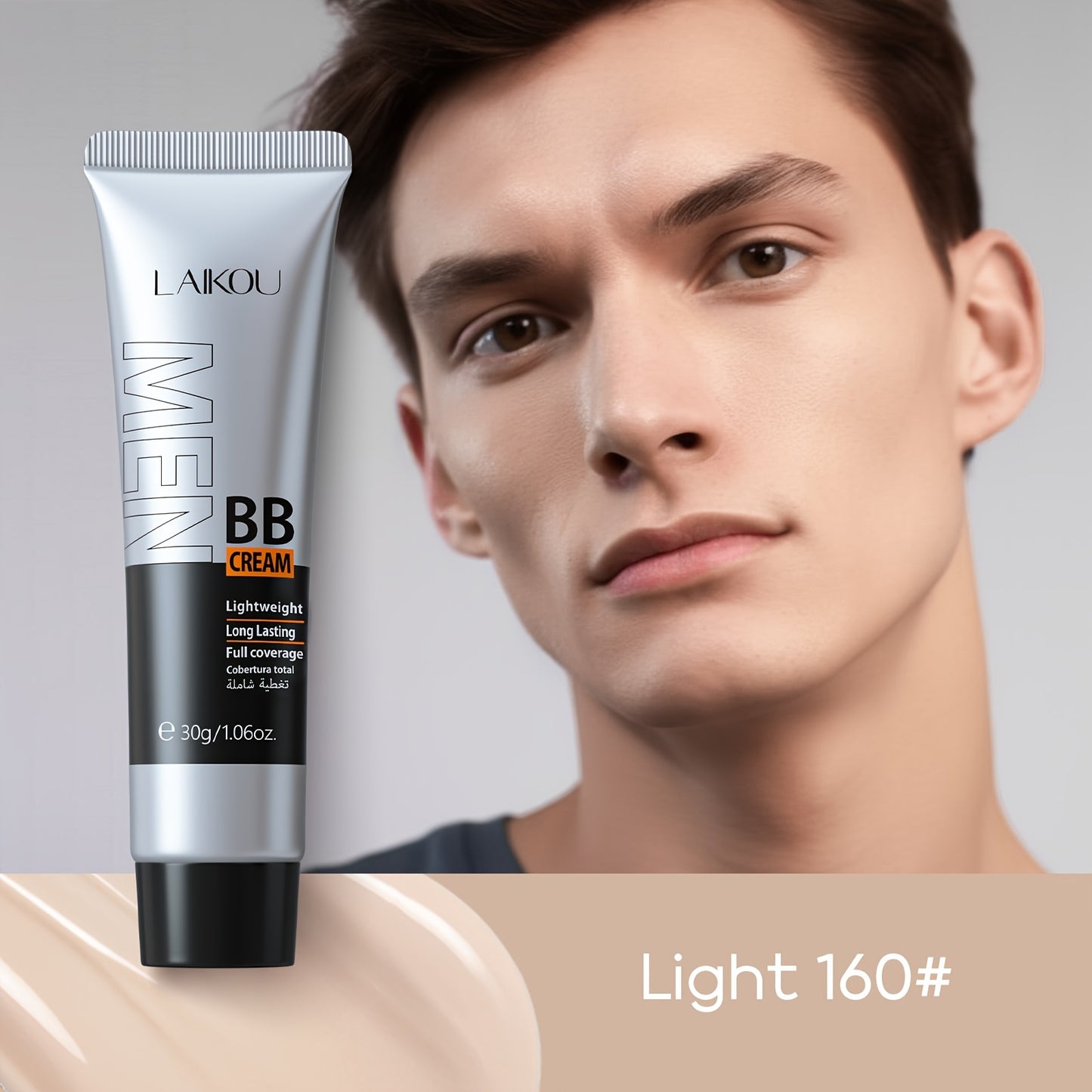 LAIKOU Men'S BB Cream, 30g - High Coverage, Natural Makeup, Oil Control, Pearl Powder Infused, Glycerin-Enriched, Universal Skin Tone, Cream Form, All Skin Types, Buildable Coverage