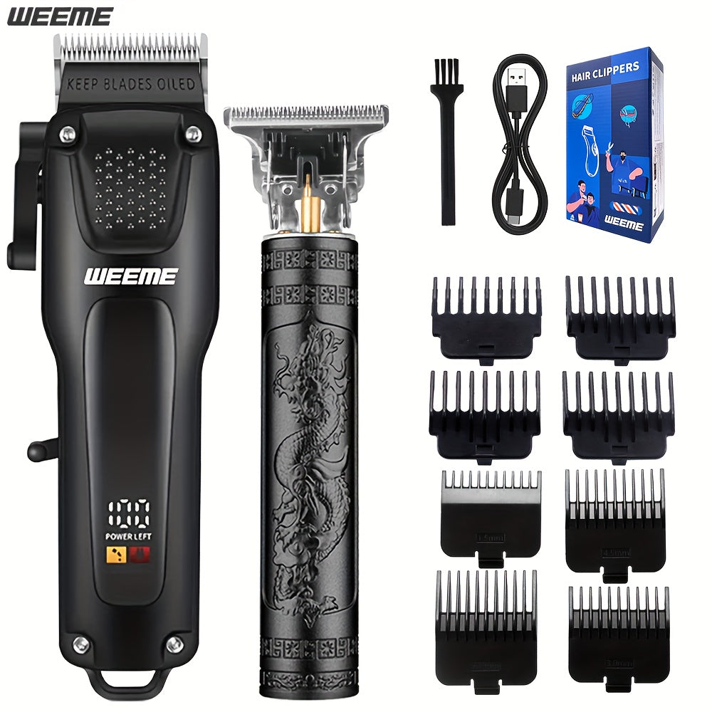 WEEME 3pcs Premium Men's Grooming Set Professional Hair Clipper Kit with Cordless Shaver Beard Trimmer LCD Display & USB Fast Charge Ideal Gift for Father's Day/Birthday/Anniversary (for Dad/Husband/Groom)