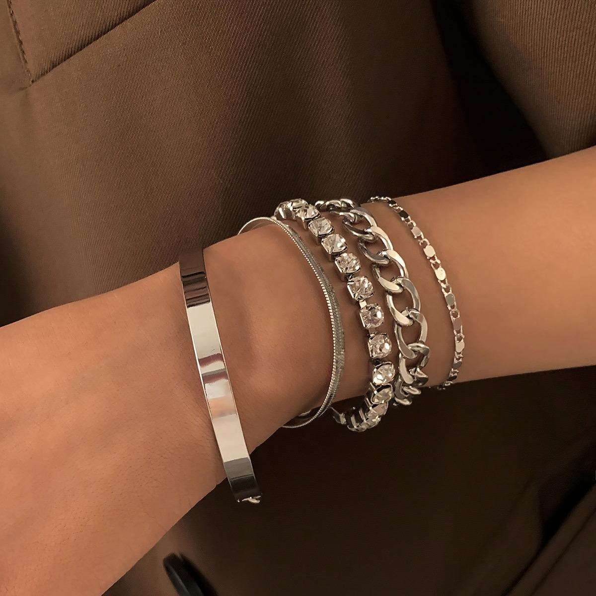 5 Pieces Of Retro Hip-hop Punk Snake Bone Chain Ladies Bracelet For Date Party Gift