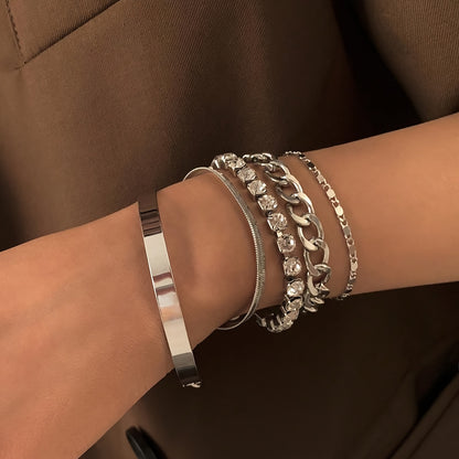 5 Pieces Of Retro Hip-hop Punk Snake Bone Chain Ladies Bracelet For Date Party Gift