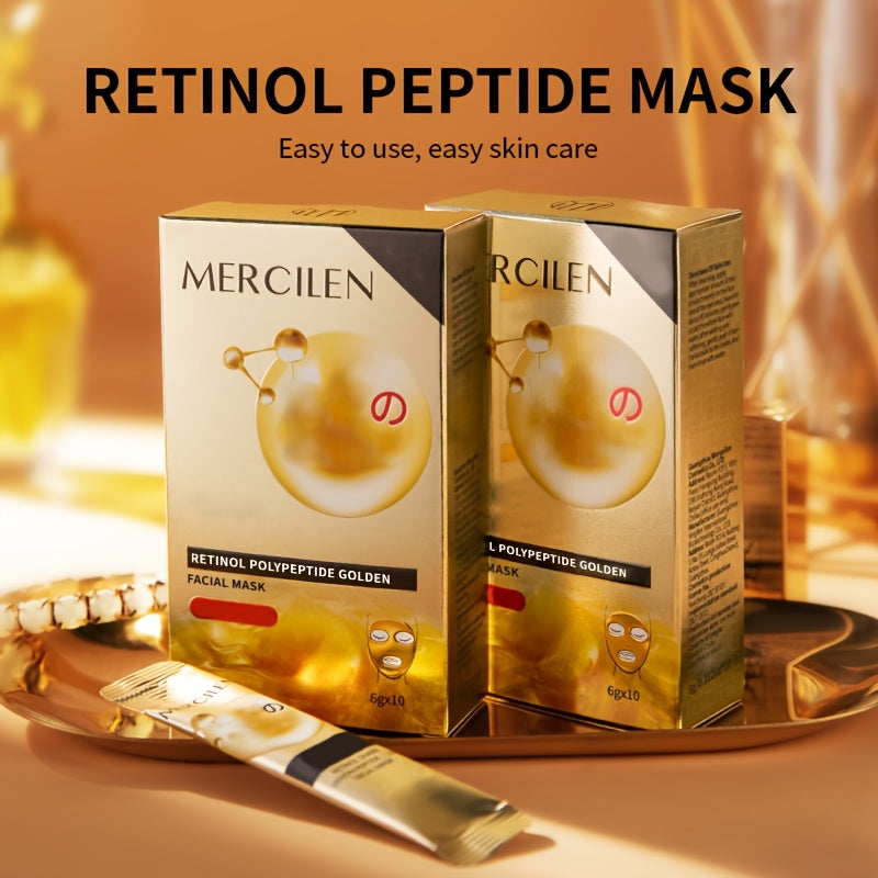 Retinol Polypeptide Tear Mask Makeup Primer 6gx10 pack, containing retinol, hyaluronic acid deep cleaning, moisturizing and firming, brightening to make Light Beige look younger, suitable for all Light Beige types, essential