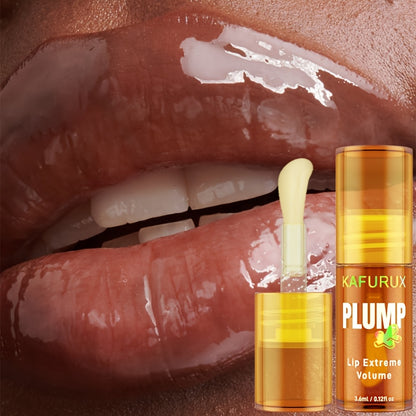 1pc KAFURUX PLUMP Lip Oil, Tinted Liquid Formula, High Shine Finish, Moisturizing Hydration, Fuller Lips Effect, Suitable for All Skin Types