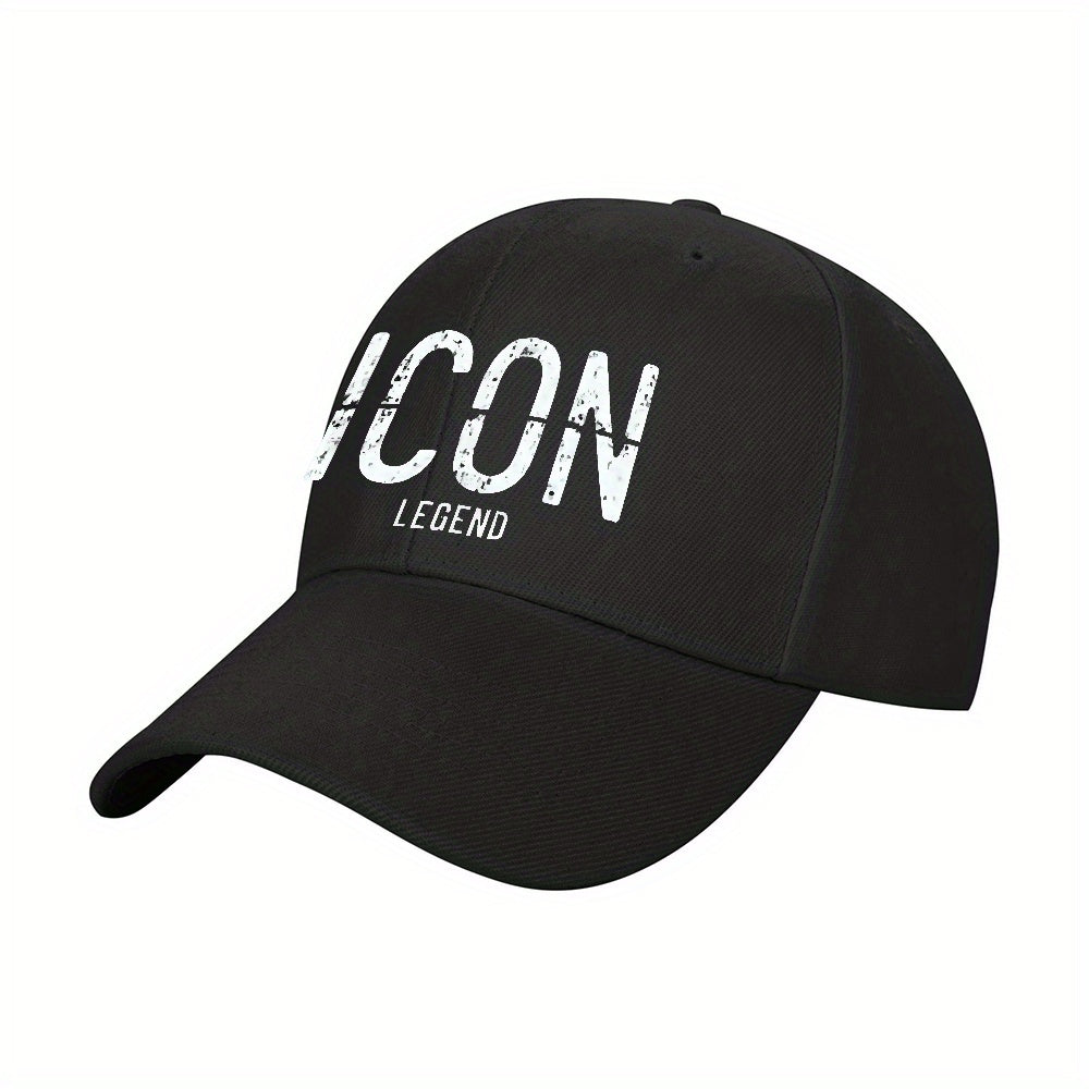 1pc ICON, LEGEND Peaked Cap Hat Unisex Baseball Cap Adjustable Lightweight Versatile Cap