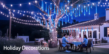 Loyyz Solar-Powered Meteor Shower Lights Outdoor - Meteor Shower Effect Garden Decorations with Solar Panel, IPX4 High Quality, for Wedding, Easter, Ramadan, Patio, Tree, Roof - Energy-Efficient LED String Lights, Out Side So