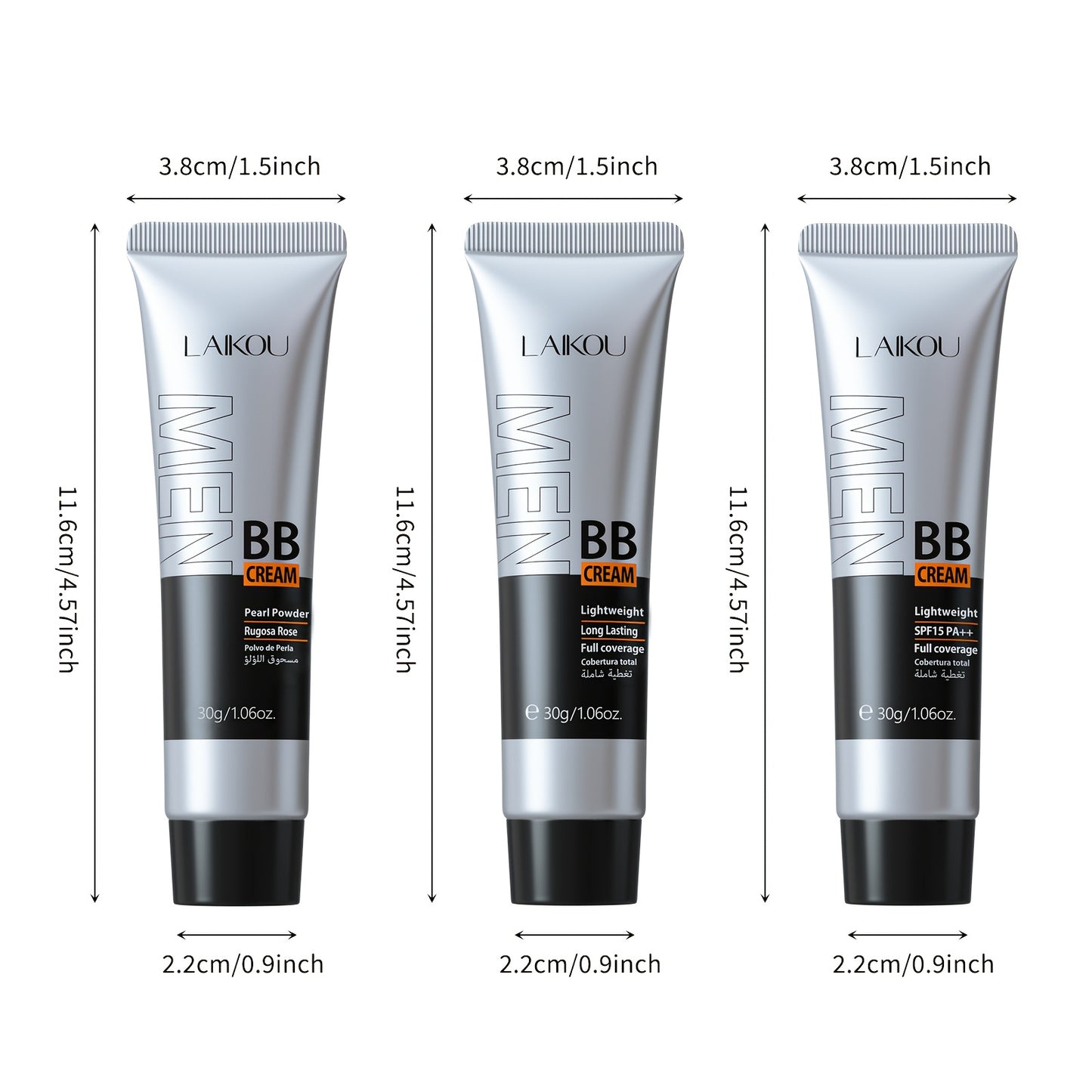 LAIKOU Men'S BB Cream, 30g - High Coverage, Natural Makeup, Oil Control, Pearl Powder Infused, Glycerin-Enriched, Universal Skin Tone, Cream Form, All Skin Types, Buildable Coverage