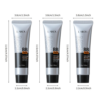 LAIKOU Men'S BB Cream, 30g - High Coverage, Natural Makeup, Oil Control, Pearl Powder Infused, Glycerin-Enriched, Universal Skin Tone, Cream Form, All Skin Types, Buildable Coverage