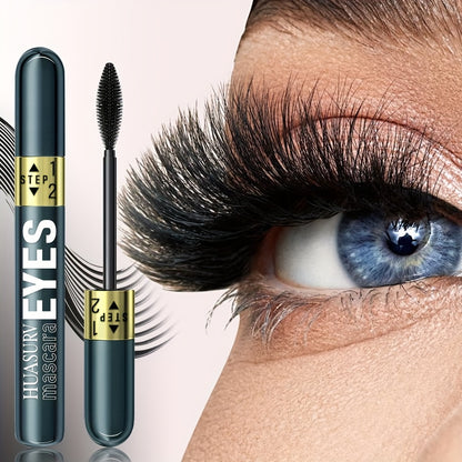 1pc HUASURV Dual-Effect Mascara - Natural, Lengthening, Volumizing & Curling - Non-Smudging, Long-Lasting Wear for Stunning Eye Makeup HS4130, Black, with Precision Application Brush, Perfect for Mother'S Day & Holiday Gifts,