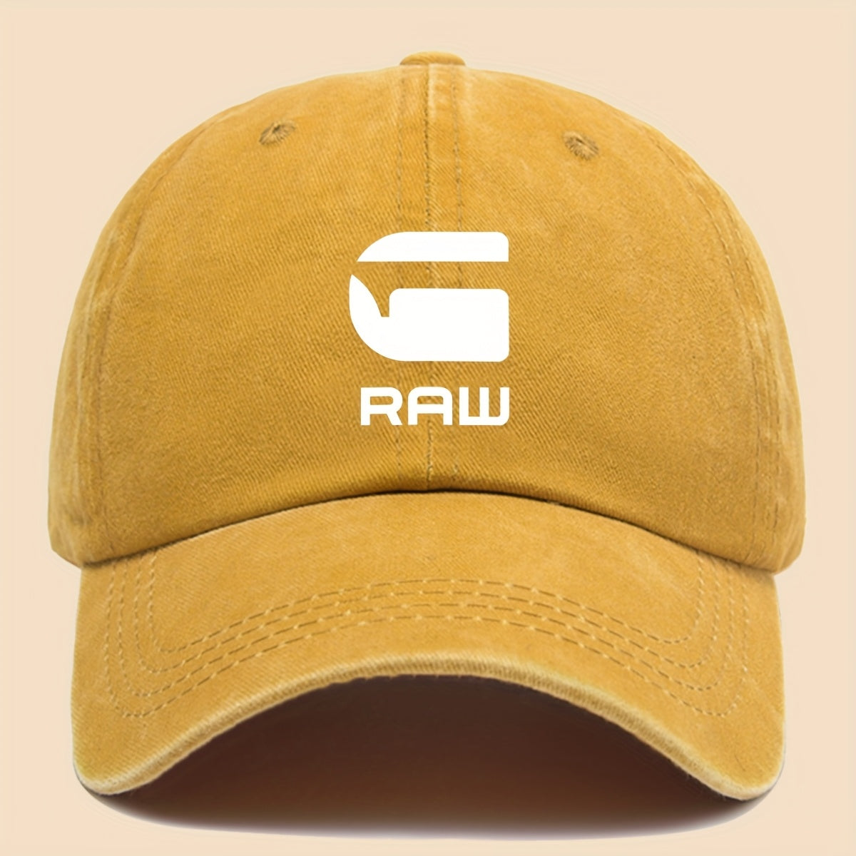 1pc "RAW" Fun Print Baseball Cap in Black with White Text - Breathable & Comfortable, Adjustable Unisex Dad Hat for Men, Women, Teens - Perfect for Beach, Fishing, Outdoor Activities, Father'S Day, Christmas, 4 Seasons, Casua