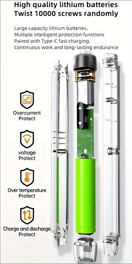 46-In-1 Cordless Electric Screwdriver Set, Silent High Torque Rechargeable Lithium Battery, USB Powered, Multifunctional Portable Household Tool Set with 38 Magnetic Precision Bits, Suitable for Precision Repair Tools Such As