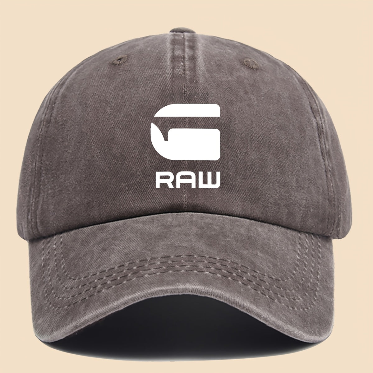 1pc "RAW" Fun Print Baseball Cap in Black with White Text - Breathable & Comfortable, Adjustable Unisex Dad Hat for Men, Women, Teens - Perfect for Beach, Fishing, Outdoor Activities, Father'S Day, Christmas, 4 Seasons, Casua