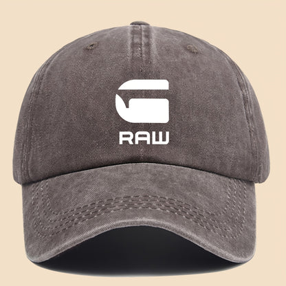 1pc "RAW" Fun Print Baseball Cap in Black with White Text - Breathable & Comfortable, Adjustable Unisex Dad Hat for Men, Women, Teens - Perfect for Beach, Fishing, Outdoor Activities, Father'S Day, Christmas, 4 Seasons, Casua