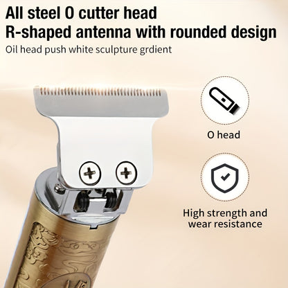 YAIAWISU Men's Cordless Hair Clippers & Beard Trimmer Kit - Golden, USB Rechargeable with LCD Display, Precise T-Blade, Includes Guide Combs & Accessories, 600mAh Battery, Rechargeable Hair Trimmer