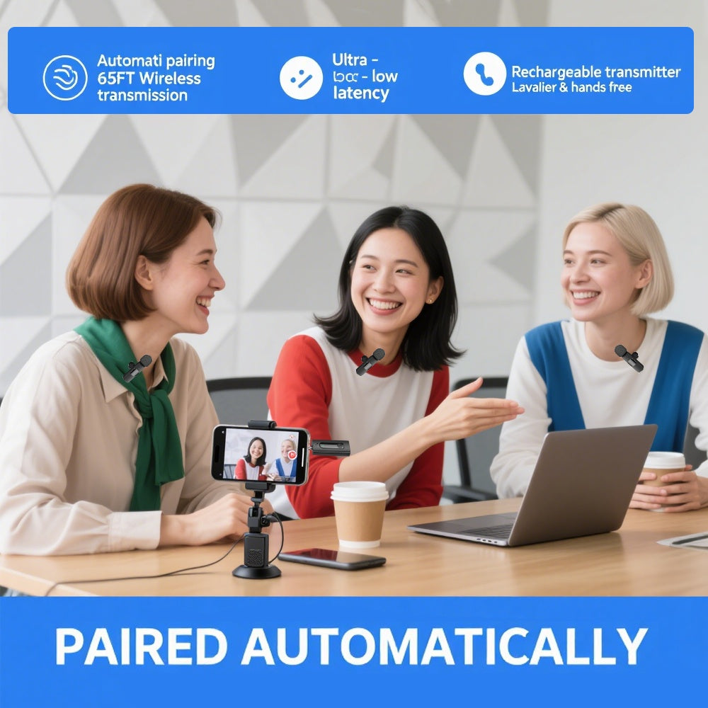 2-in-1 high-performance wireless lavalier microphone with built-in intelligent noise reduction technology, high fidelity sound collection, essential for global speeches, teaching, recording, and video shooting, professional g