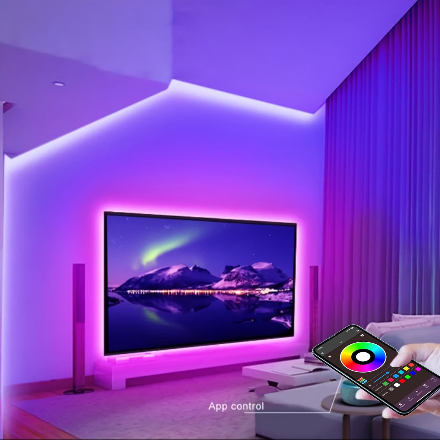 Smart Bedroom LED Lights, RGB Music Sync Bar Lights with 44-Key Remote Control
