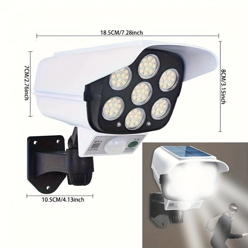 1pc Solar-Powered Motion Sensor Wall Light with LED Security Camera Design - Smart Outdoor Garden Lighting, Human Sensor Wall Lamp for Home Security & Energy Efficiency, Solar Outdoor Lights, Indoor Lighting, Modern Lighting,