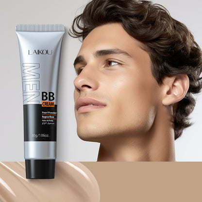 LAIKOU Men'S BB Cream, 30g - High Coverage, Natural Makeup, Oil Control, Pearl Powder Infused, Glycerin-Enriched, Universal Skin Tone, Cream Form, All Skin Types, Buildable Coverage