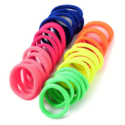 50pcs Girls' Hair Tie Rubber Band Fashion 5cm Basic Hair Ring Seamless High Elastic Towel Circle High Ponytail Durable Women's Head Tie