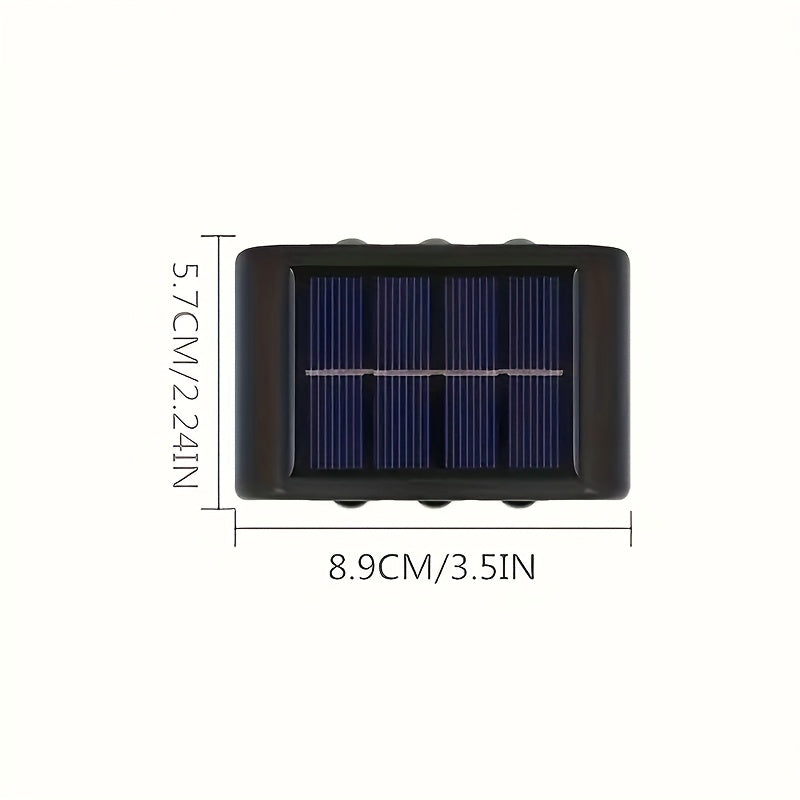 2pcs of LED solar wall lights, upper and lower lighting, solar outdoor lights, solar fence lights, suitable for courtyards, gardens, garages, swimming pools, decks, Smart Lights
