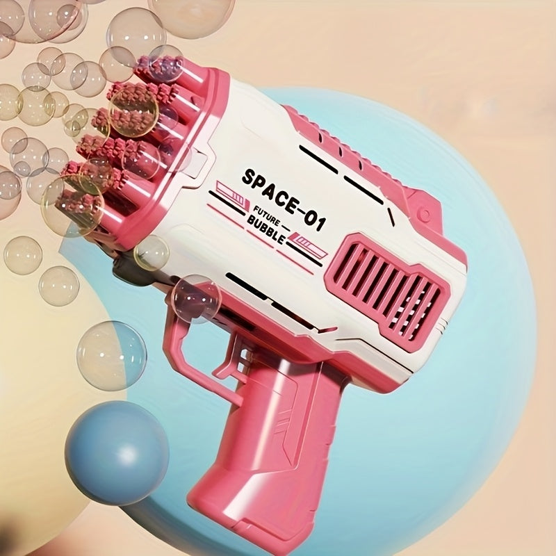 Boys & Girls Handheld Bubble Blaster Outdoor Play Toy - Pink & Blue Bubble Wand with Adjustable Airflow, Durable Plastic Construction, No Solution/Batteries Needed, Holiday Gift for Kids, Bubble Machine for Outdoor Play, Adju