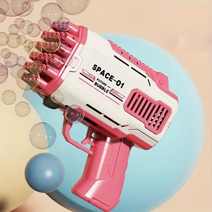 Boys & Girls Handheld Bubble Blaster Outdoor Play Toy - Pink & Blue Bubble Wand with Adjustable Airflow, Durable Plastic Construction, No Solution/Batteries Needed, Holiday Gift for Kids, Bubble Machine for Outdoor Play, Adju