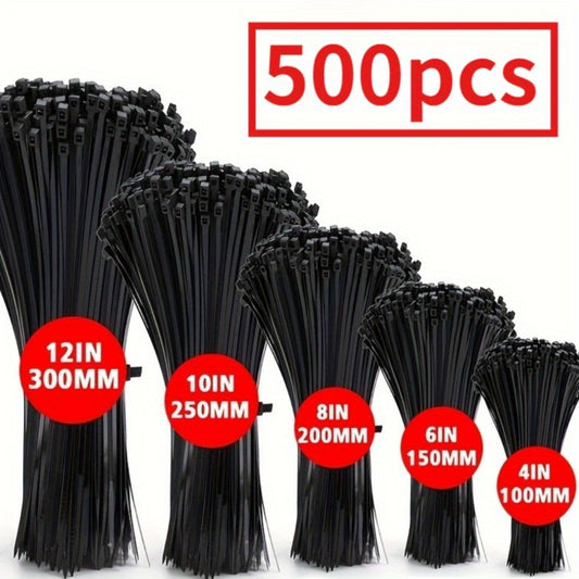 500-Pack Heavy-Duty Self-Locking Cable Ties - Adjustable Locking Zip Ties, Waterproof, Anti-Slip, Scratch & Bend Resistant - Heavy Duty Organizer Bundling for Indoor/Outdoor, Home, Office, Gardening, Construction - (30.48cm,2