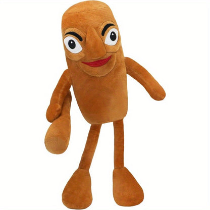 1pc Brainrot Tung Sahur 45.72cm Plush Stuffed Animal - Cute Cartoon Character with Big Eyes & Red Mouth, Soft Brown & Beige Plush Toy for Kids & Adults, Inspired Gift from Italy, Mixed Colors, Stuffed Plushies, Playful Design