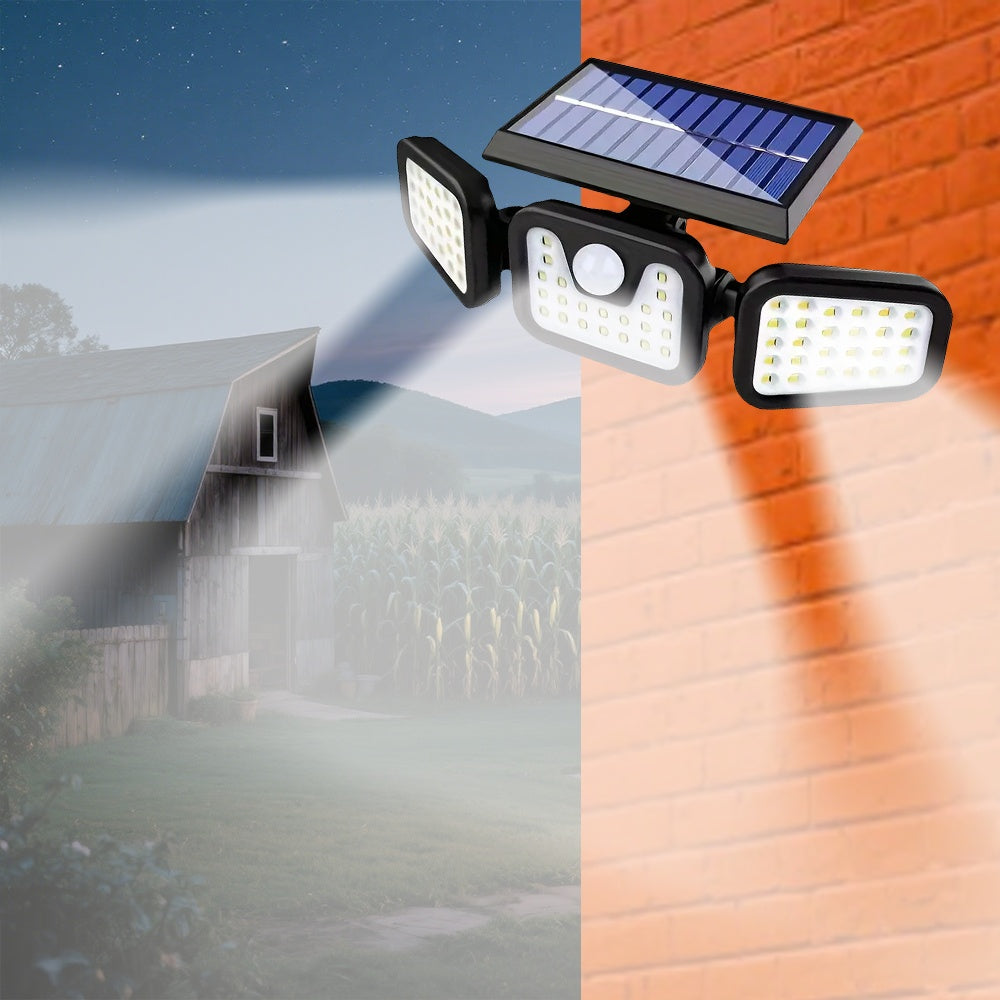 Solar-Powered Motion Sensor Light - 74 LED Outdoor Floodlight, 3 Modes,, Suitable for Front Door, Yard, Garage, Sidewalks, Pathways, Garden, and Patio | Solar Energy & Energy-Efficient Outdoor Lighting | Durable Plastic Body