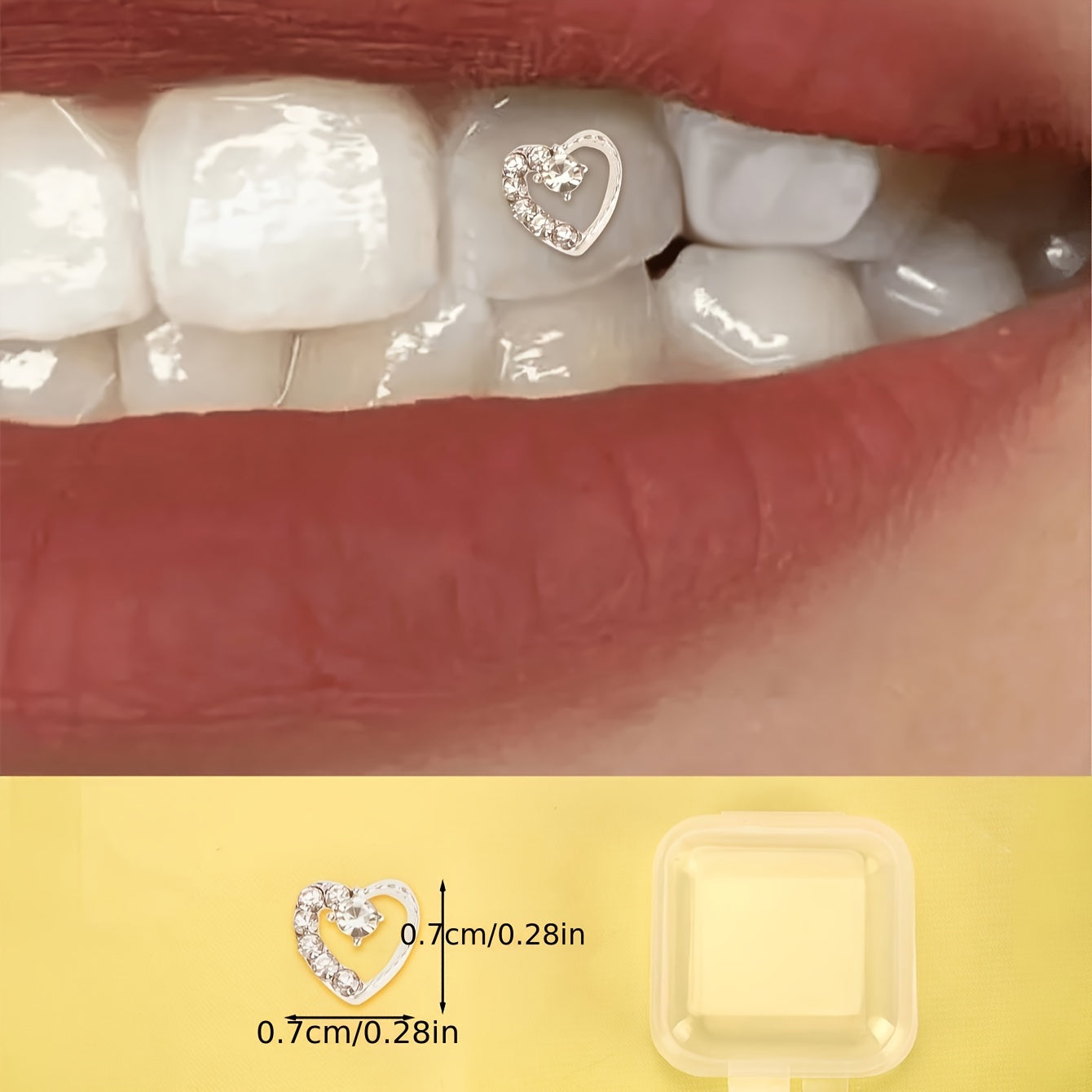 Vintage Heart Rhinestone Tooth Gem Accent, Resin Dental Jewelry, Versatile for Daily & Festival Wear, Mardi Gras Accessory, with Fits All Seasons