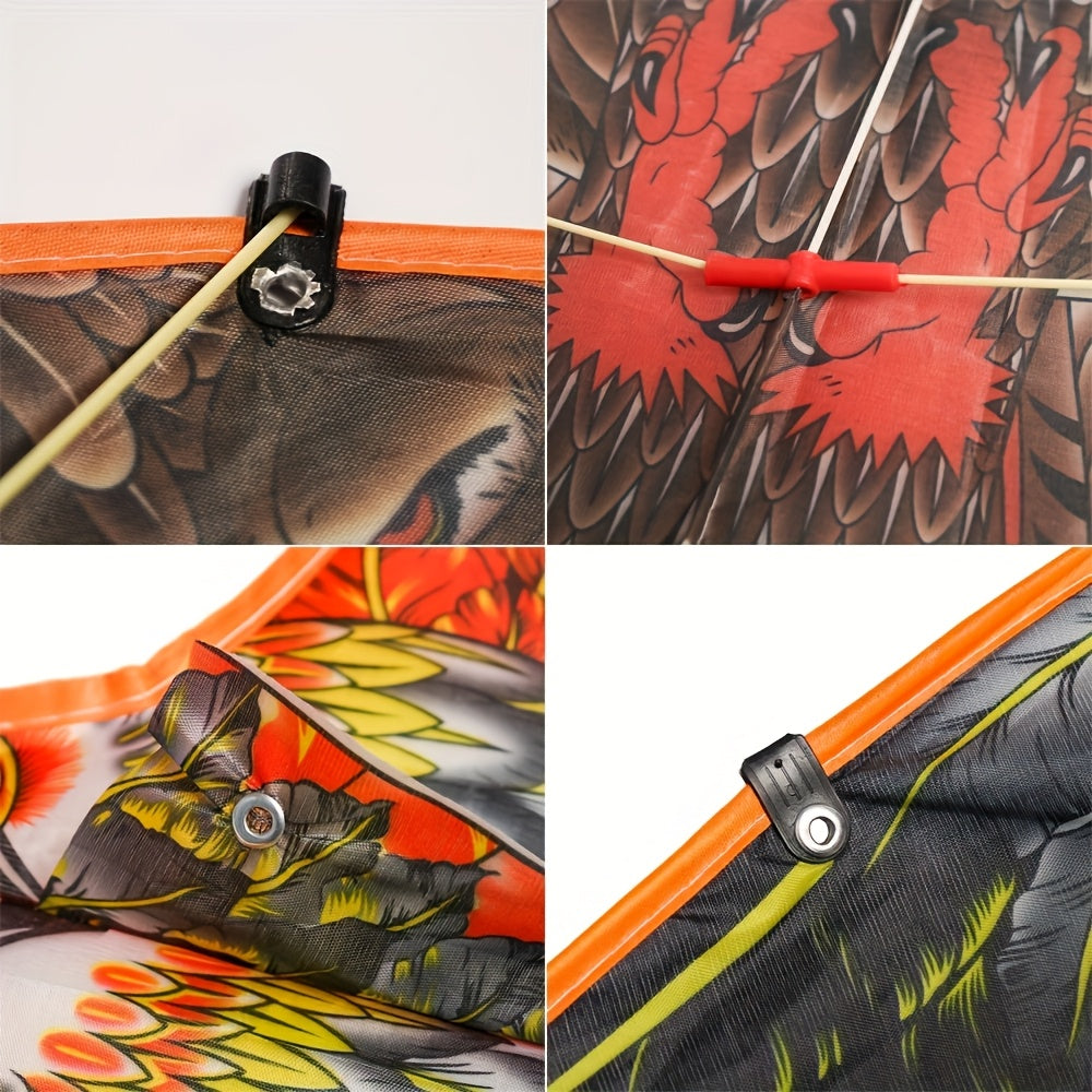 Extra Large Eagle Kite - 110.01cm Wingspan with Long Lines (30.0meter Total), Realistic Brown/Red/Black Feather Design - Heavy-Duty kite for Outdoor Flying, Birthday Parties, Kite Fighting - Ideal for Adults & Teens - Availab