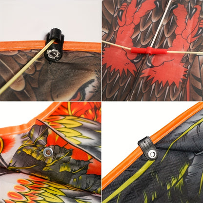 Extra Large Eagle Kite - 110.01cm Wingspan with Long Lines (30.0meter Total), Realistic Brown/Red/Black Feather Design - Heavy-Duty kite for Outdoor Flying, Birthday Parties, Kite Fighting - Ideal for Adults & Teens - Availab