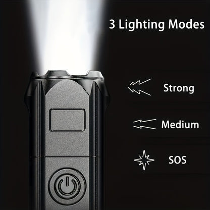 1pc Portable Super Bright Zoomable Flashlight, Rechargeable Long Shot ABS Strong Light Dimming Flashlight, Telescopic Zoom Torch For Outdoor ABS Material