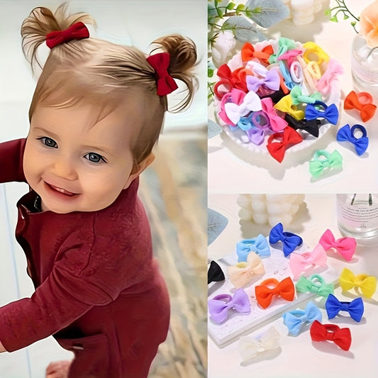 10/20/30/40pcs Girls' Elastic Hair Ties - Soft Pastel & Bright Colors (Red, Pink, Yellow, Green, Blue, Purple, Black, White,) - Non-Slip Hair Bands for Youngsters, Youngsters, Birthday Parties, Halloween, Chinese New Year - S