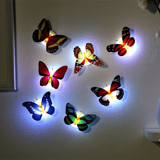 10/20pcs Colorful Glowing Butterfly Night Light Powered by Battery