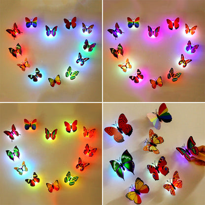 10/20pcs Colorful Glowing Butterfly Night Light Powered by Battery
