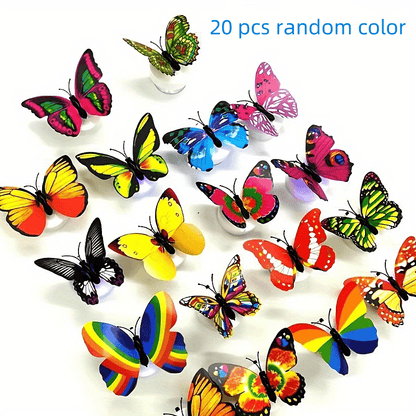 10/20pcs Colorful Glowing Butterfly Night Light Powered by Battery