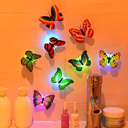 10/20pcs Colorful Glowing Butterfly Night Light Powered by Battery